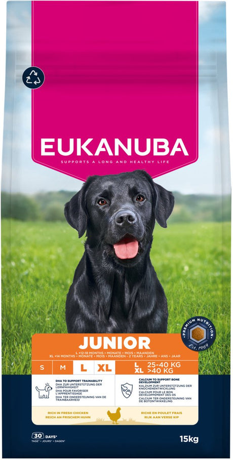 Eukanuba junior store racer - tørfoder - kylling - 15kg