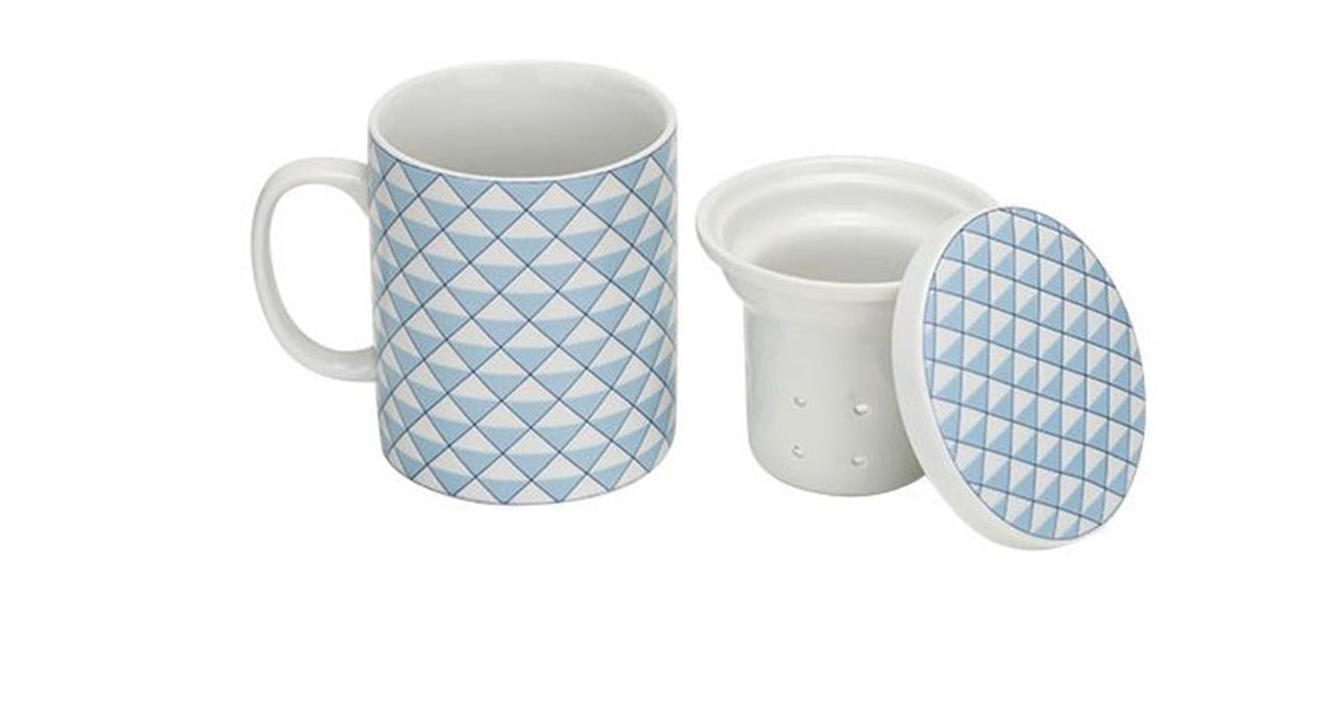 Hyggeligt trendy hyggeligt trendy tekrus i porcelæn med filter + låg ã˜8x10,5cm dekoblå