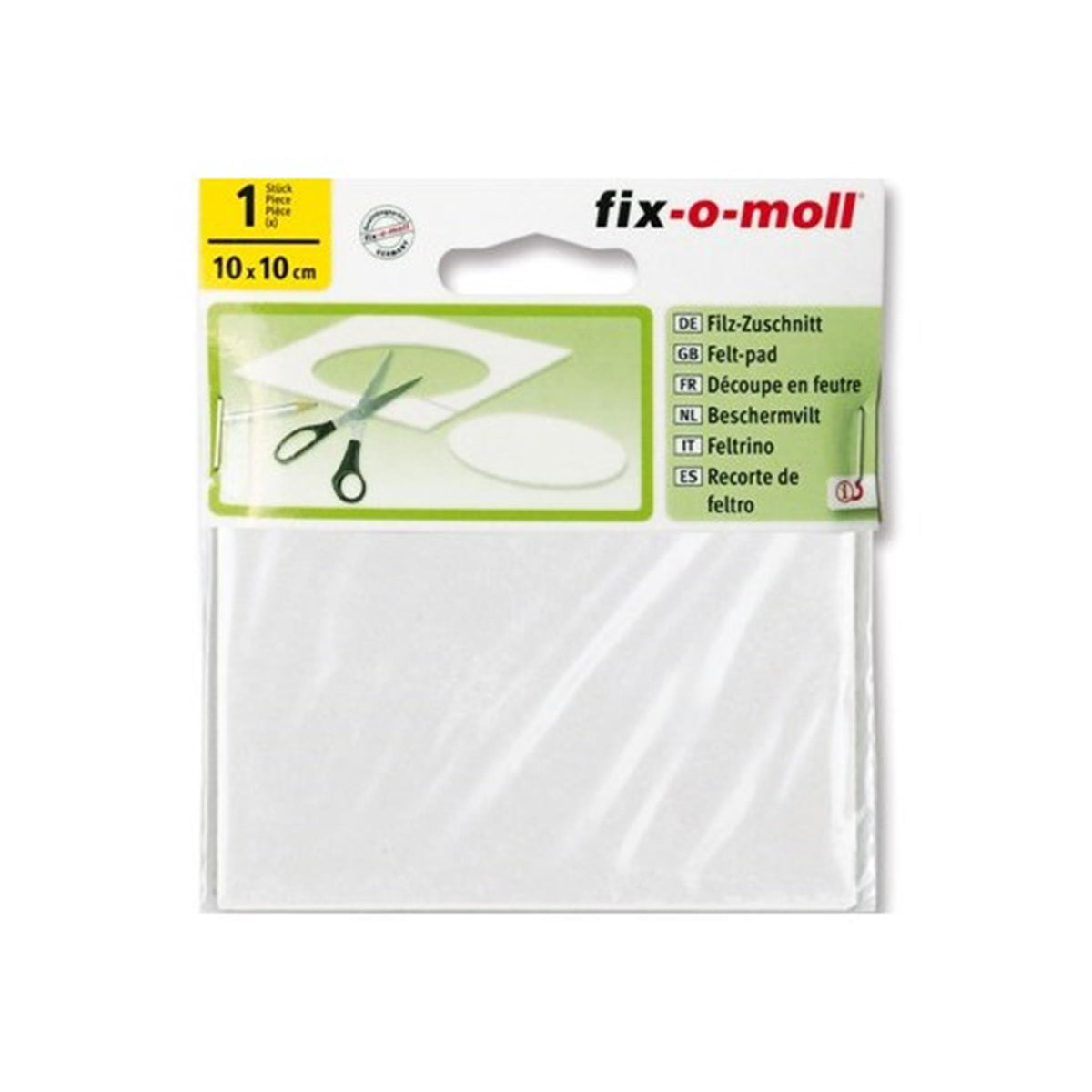 Fix-o-moll filtglider 10x10cm hvid