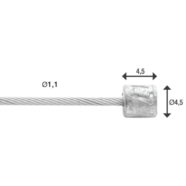 Gerårbart kabel Shimano 2,25 m 1,1 mm sølv