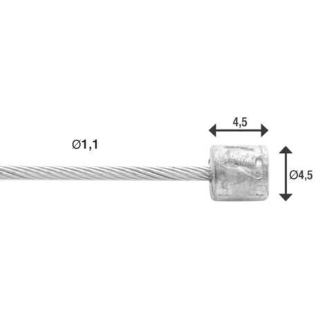 Gerårbart kabel Shimano 2,25 m 1,1 mm sølv