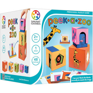 Smartgames peek-a-zoo - pædagogisk stabling spil - 48 rumlige puslespil opgaver - solo spil for småbørn - fra 2 år