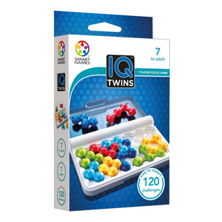 Smartgames IQ Twins - logisk tænkende spil rejsepuslespil - 120 opgaver med tvillingebrikker - pædagogisk solospil - fra 7 år