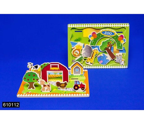 Træ legeplade 3D zoo farm 30x22