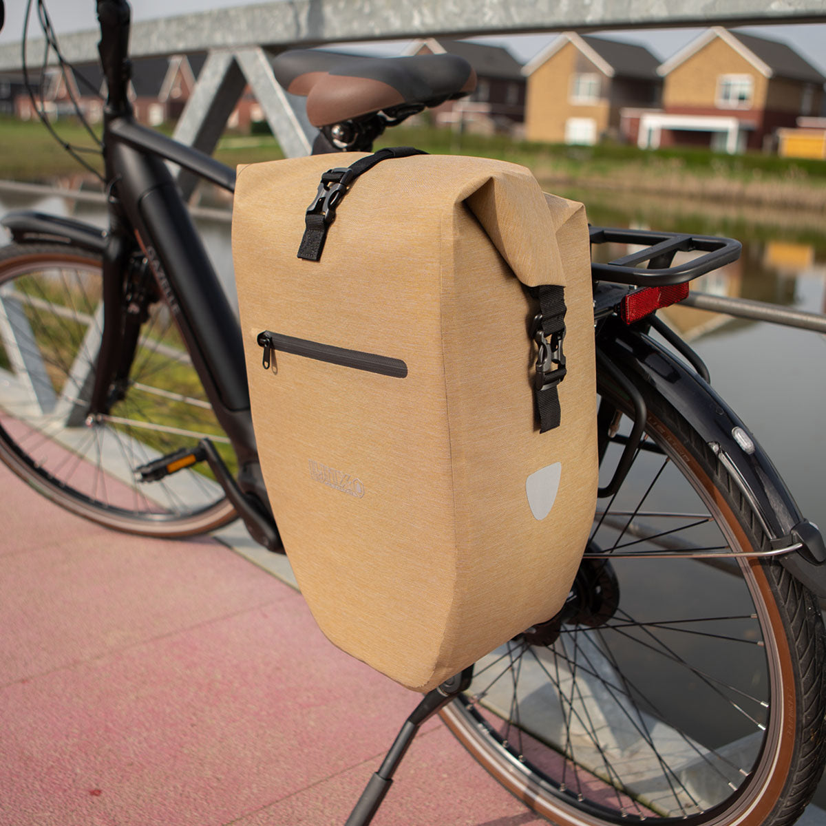 Lynx cykeltaske enkelt TPU 28L brun vandtæt e-cykel Hayes