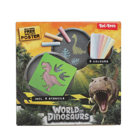 Toi-legetøj world of dinosaurs fortov kridt dino med stencils, 10 stk.