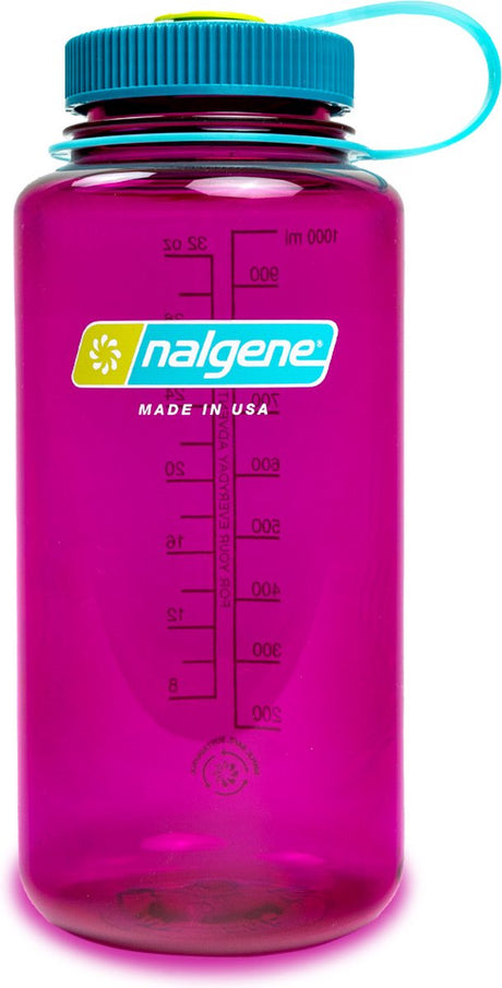 Nalgene - flaske med bred mund - drikkeflaske - vandflaske - lækagesikker - 1000 ml - bpa fri - sustain - aubergine