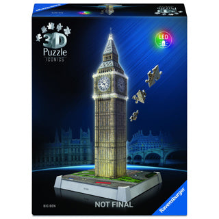 Ravensburger 3d puslespil iconics big ben - med lys - 235 stk.