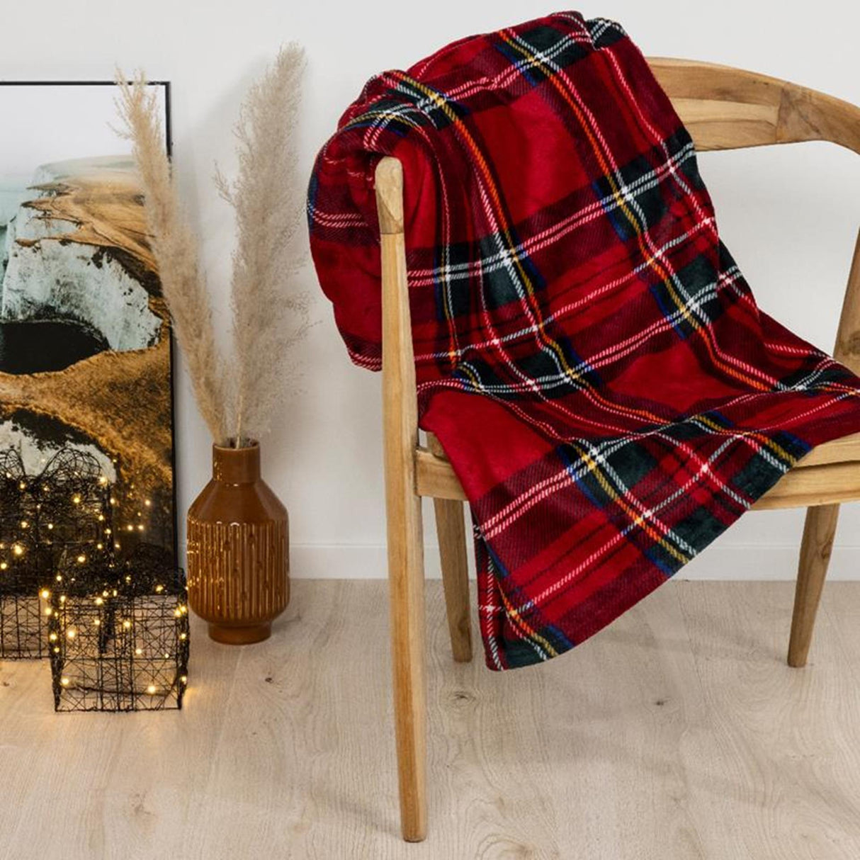Decoris plaid polyester flanel ruit 150x200cm