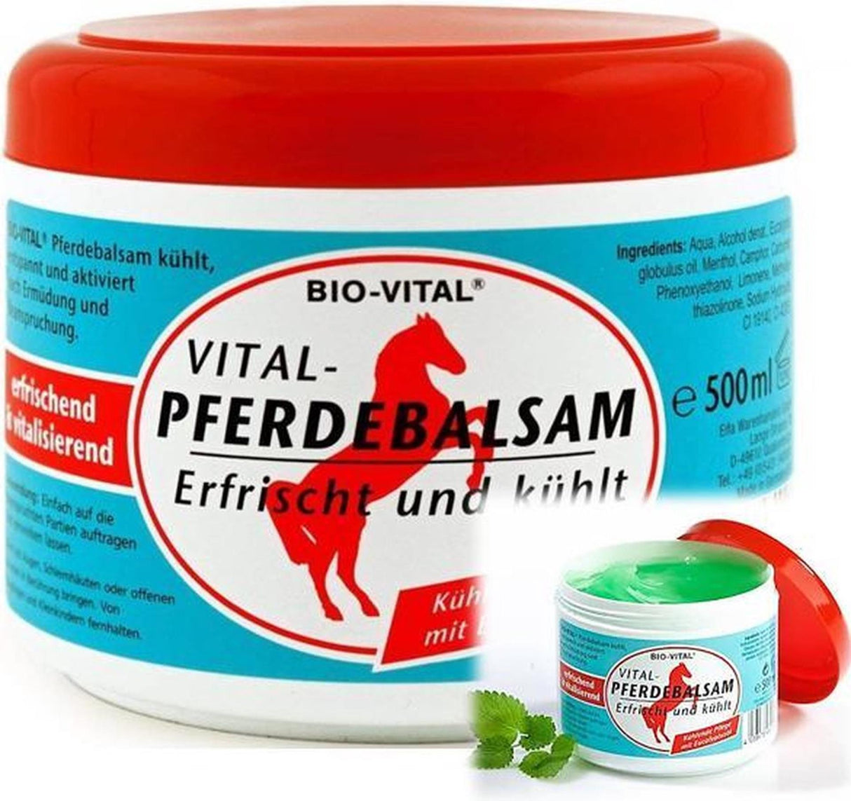 Bio-vital hestebalsamgel med eukalyptusolie 500ml krukke