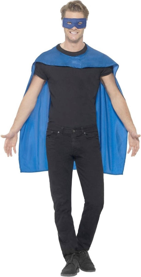 Smiffys superheltekappe med maske blå