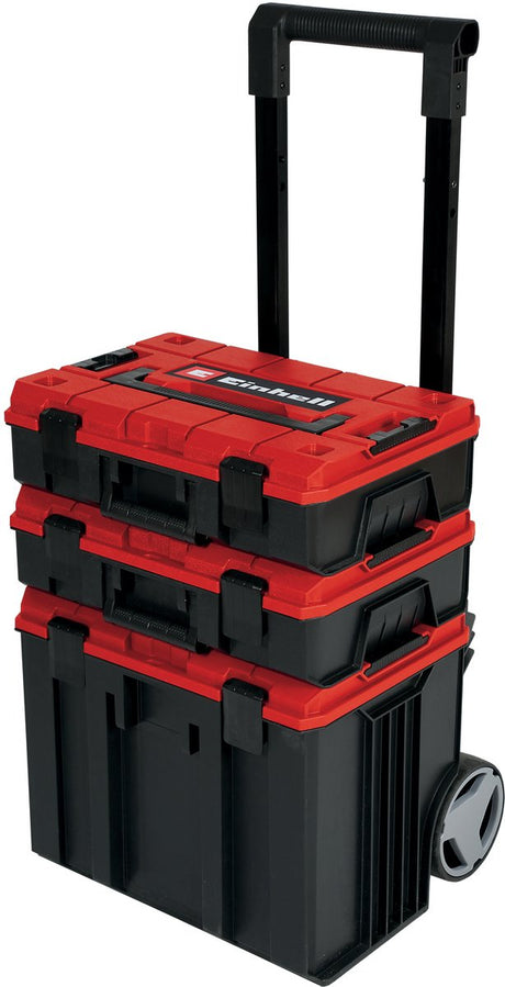 Einhell e-case tårnsystemtaske - max. bæreevne: 120 kg - bestående af 3 kufferter inkl. tilbehør - opbevaring og transport af tilbehør og værktøj - med hjul - stabelbar - kan tilsluttes