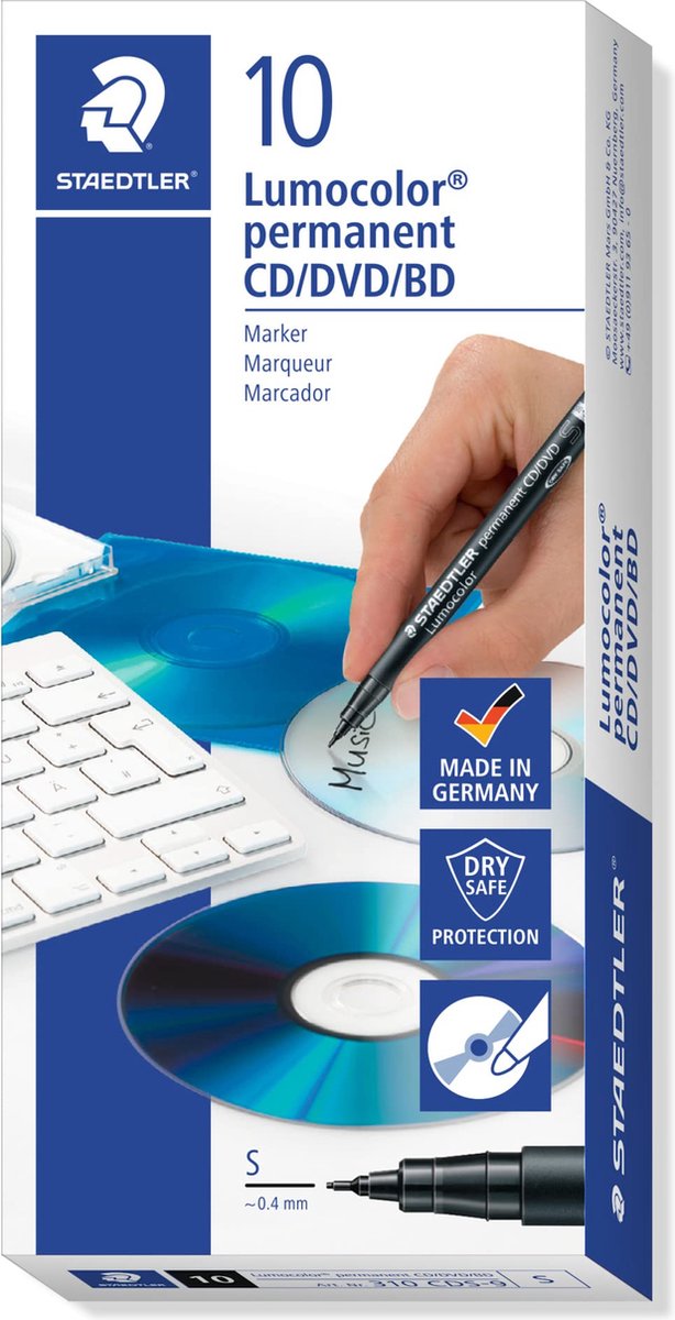 Staedtler tusch lumocolor CD DVD sort 10 stk