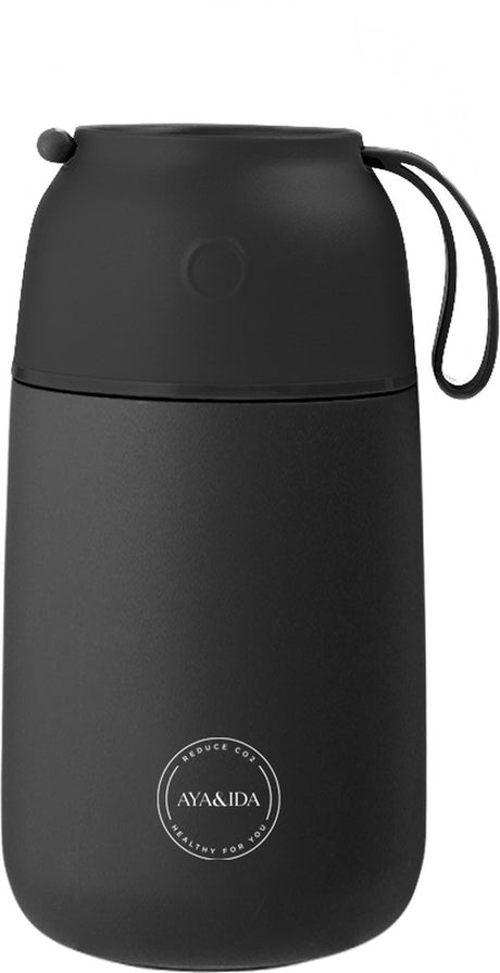 Aya ida - foodie - termokandeflaske - madbeholder - 700ml - mat sort