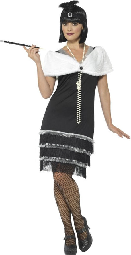 Smiffys 1920'er flapper kjole sort - str. m
