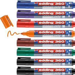 Whiteboard markør edding 360 rund spids 1,5 - 3 mm farvesortiment 8 stk.