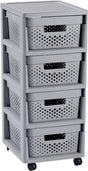 Curver infinity dots skuffesystem - 4 skuffer á 11l - med hjul - 36x30×66 cm - grå