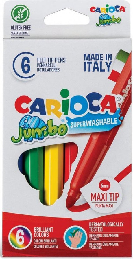 Carioca jumbo supervaskbare tuscher - vaskbare og giftfri - 6 stk