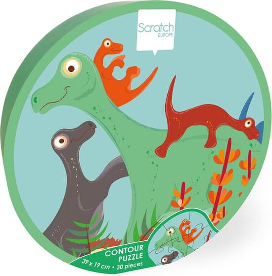 Dam scratch puslespil 30 brikker kontur puslespil dinosaur