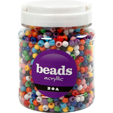 Creativ firma ponyperler, d 8 mm, hulstørrelse 4 mm, ca. 2280 stk, forskellige farver, 415 g, 700 ml 1 æske
