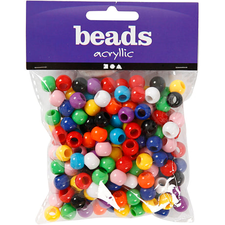 Creativ firma ponyperler, d 10 mm, hulstørrelse 4,5 mm, ca. 186 stk, 65 g, 110 ml 1 æske