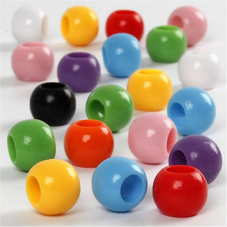 Creativ firma ponyperler, d 10 mm, hulstørrelse 4,5 mm, ca. 186 stk, 65 g, 110 ml 1 æske