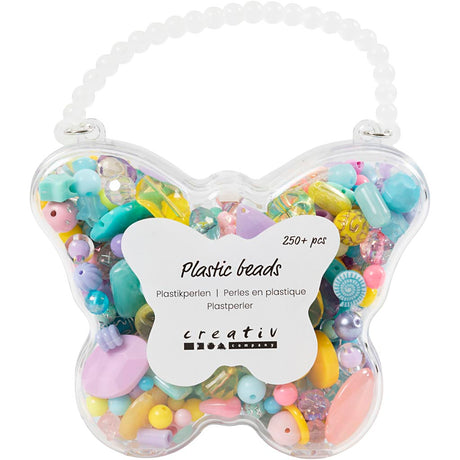 Creativ firma plastperler, d 5-35 mm, hulstørrelse 1-8 mm, forskellige farver, 193 gr, 300 ml 1 æske