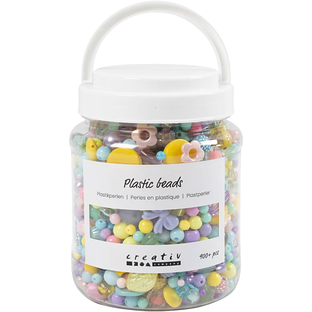 Creativ Company Plastic perles forskellige farver, 700 ml
