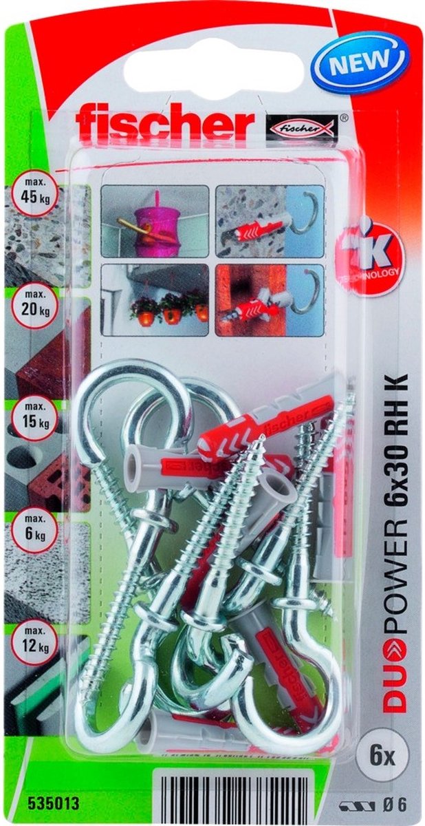Fischer duopower 6x30 med rund krog (blister)