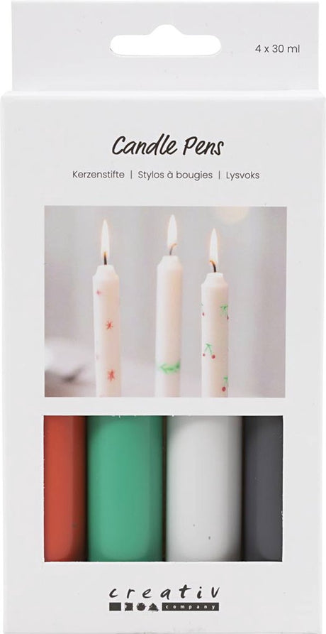 Creativ company lysestager, sort, grøn, lysegrå, rød, 4x30 ml 1 æske