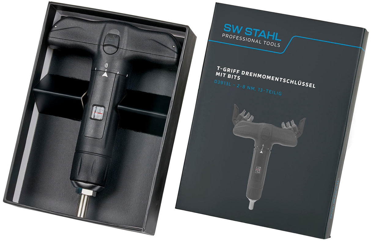 Sw stahl sw-stahl momentnøgle 03913l t-grip momentskrue. med bits, 2-8nm, 13 stk.