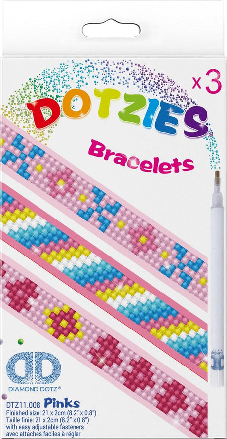 Diamond dotz® diamant dotz dotzies pink armbånd - diamantmaling - 804 dotz - 21x2 cm