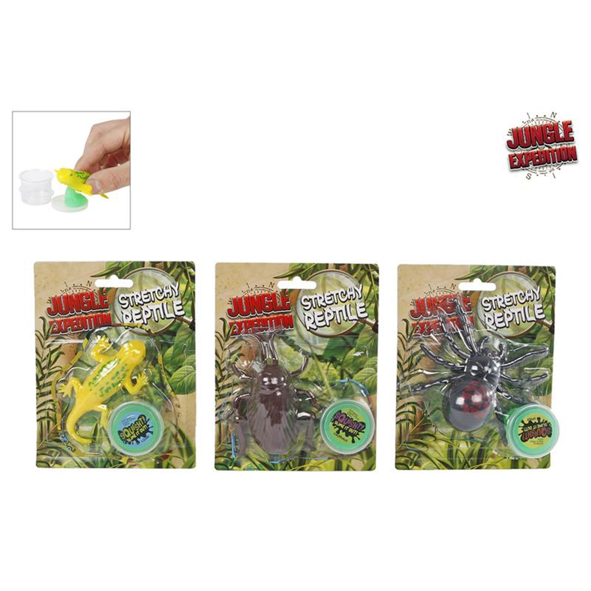 Jungleekspedition stretchy slimespisende krybdyr på kort 11cm