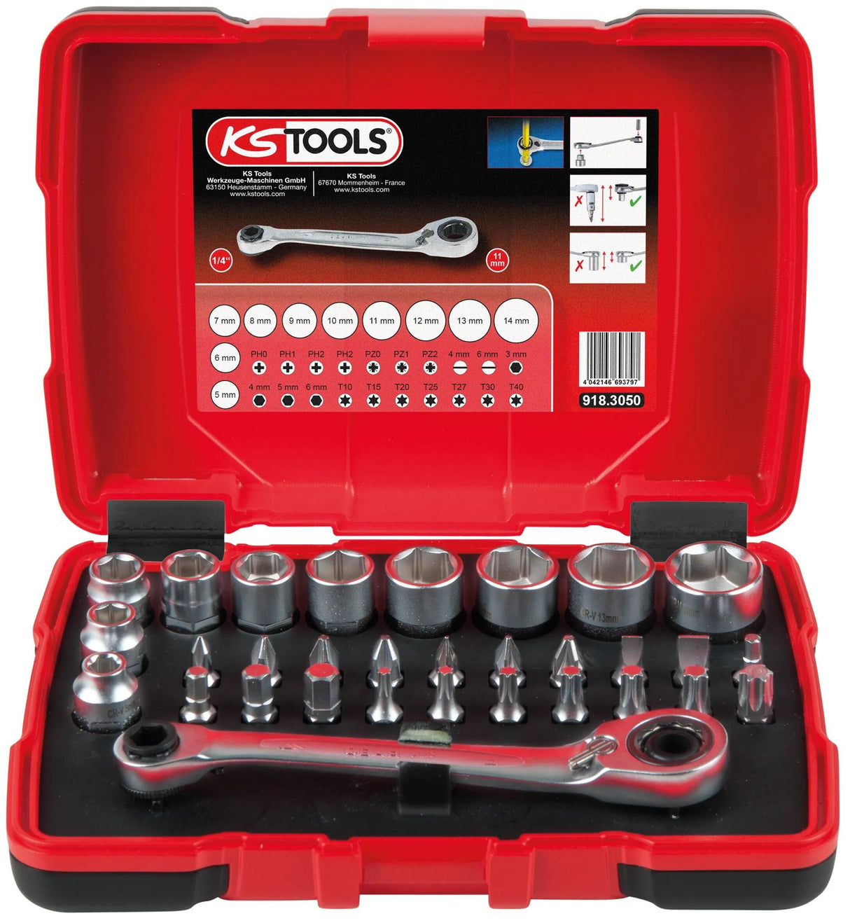 Ks tools topnøglesæt bit-rate 31tlg.