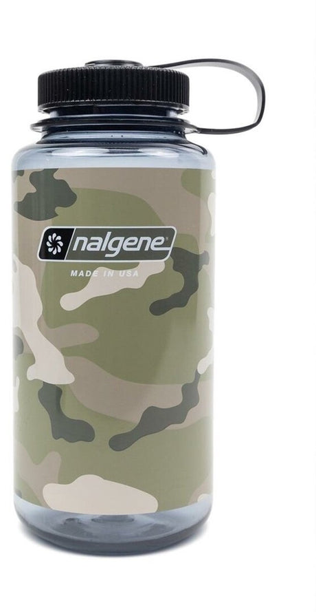 Nalgene - flaske med bred mund - speciel - drikkedunk - vandflaske - camouflage - lækagesikker - 1000ml - bpa fri - sustain - camo