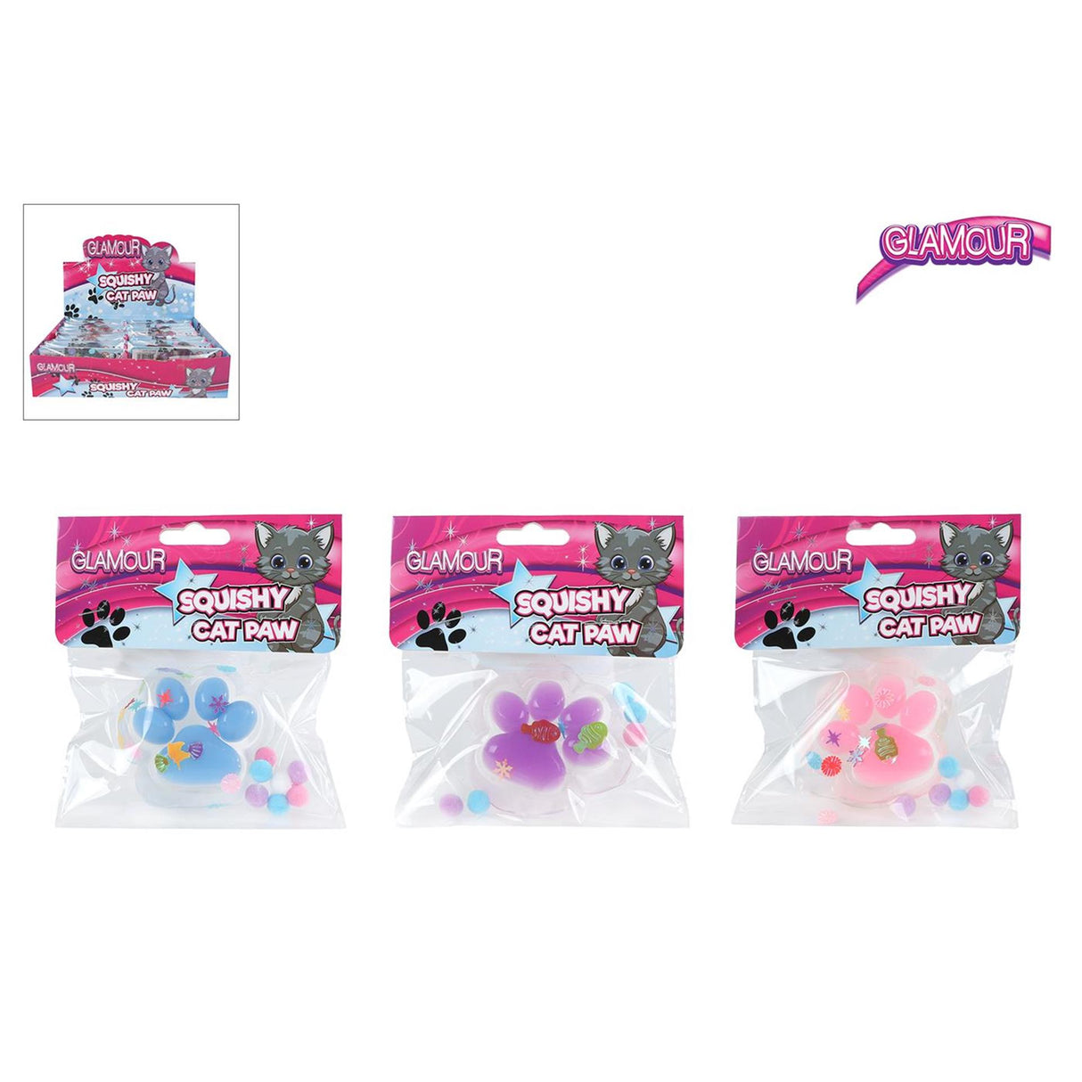 Glamour squishy kattepote med glitter