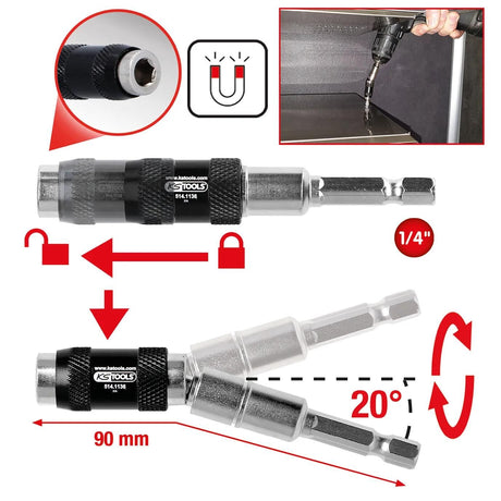 Ks værktøj bitholder magn. quick-release bit h 1 4 m.led