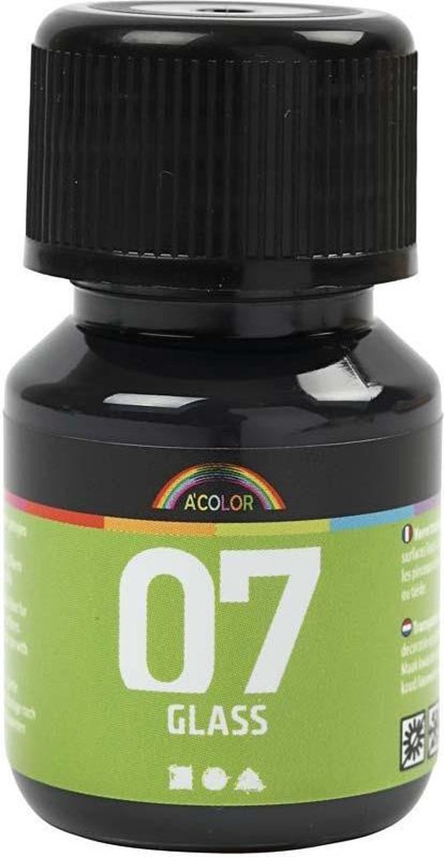 A-farvet glas permanent glasmaling - sort, 30ml