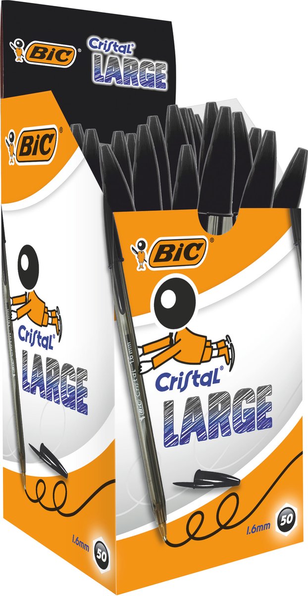 Bic cristal large - 0,42 mm sort - 50 stk