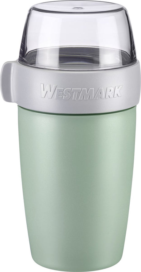 Westmark müsli kop frokostkande, med 2 lækagesikre rum: 200 ml + 500 ml, plastik, naturlig BPA-fri, mintgrøn grå klar, 5285226m