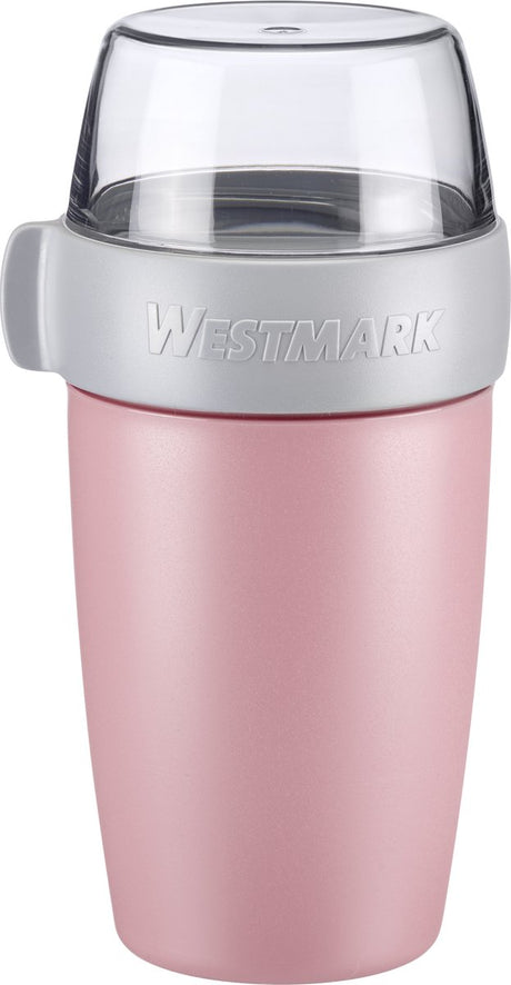 Westmark müsli kop frokostgryde, med 2 lækagesikre rum: 200 ml + 500 ml, plastik, naturlig BPA-fri, pink grå klar, 52852260