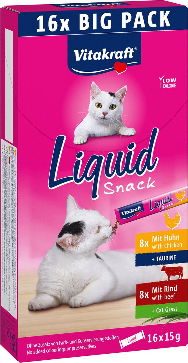 Vitakraft flydende snack multipack - kylling oksekød - 16 x 15 gram