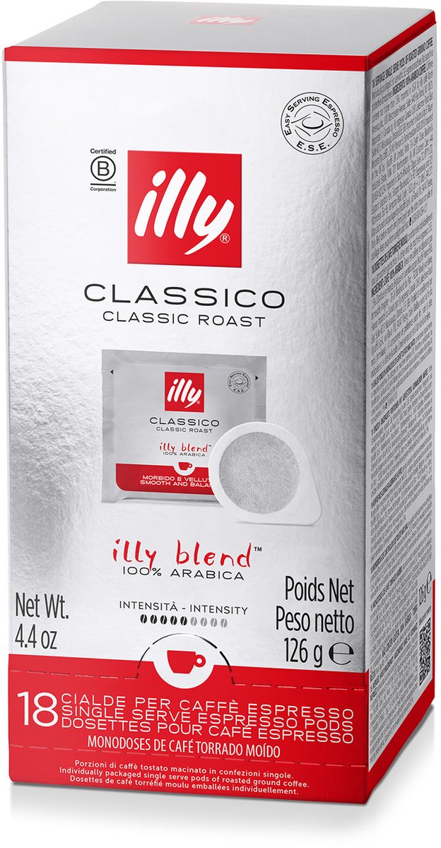 Illy - e.s.e. portioner - kaffepuder - classico - 6 x 18 stk