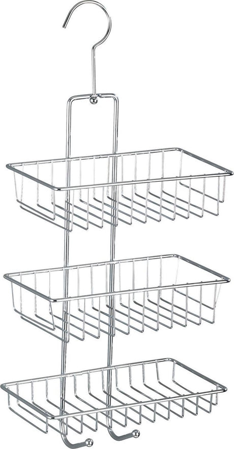 Wenko bruseholder nivala 3-lags krom 22x50cm - uden boring - hængende bruseholder - brusekurv - hængebar brusekabine