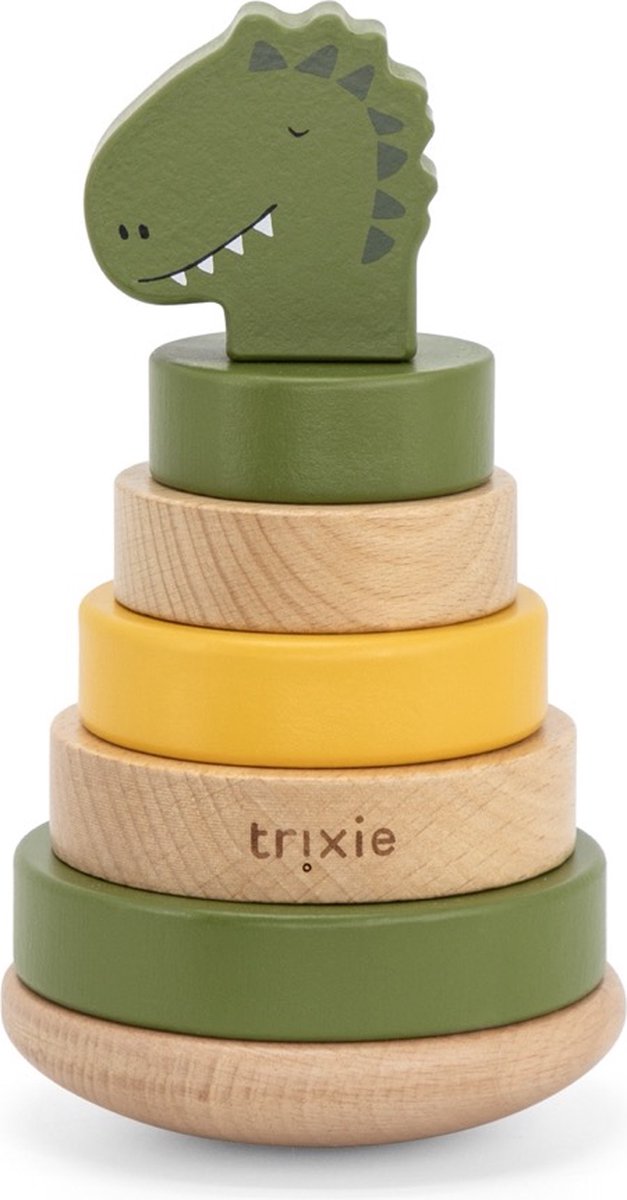 Trixie stabletårn i træ - mr. dino - træstablelegetøj - pædagogisk legetøj - til drenge piger - dinosaur