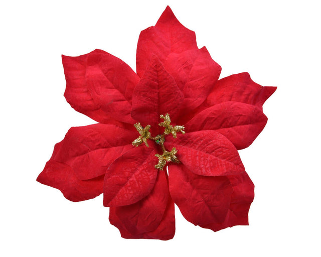 Decoris blomst på klip julestjerne dia.16cm