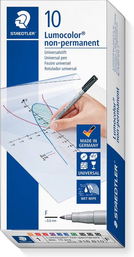 Staedtler lumocolor f ikke-permanent - papkasse 10 stk 6 farver