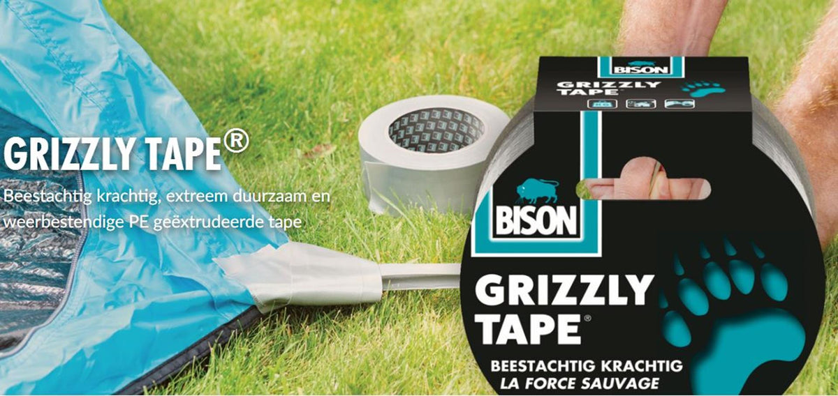 Bison grizzly tape sølv rulle 10m x 5cm dyrisk kraftfuld