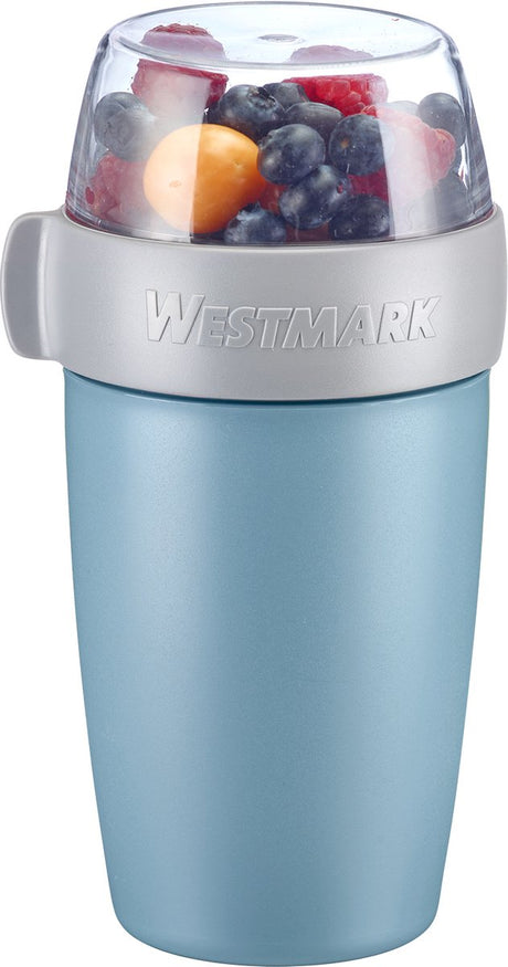 Westmark müsli kop frokostkande, med 2 lækagesikre rum: 200 ml + 500 ml, plastik, naturlig BPA-fri, blågrå klar, 5285226b