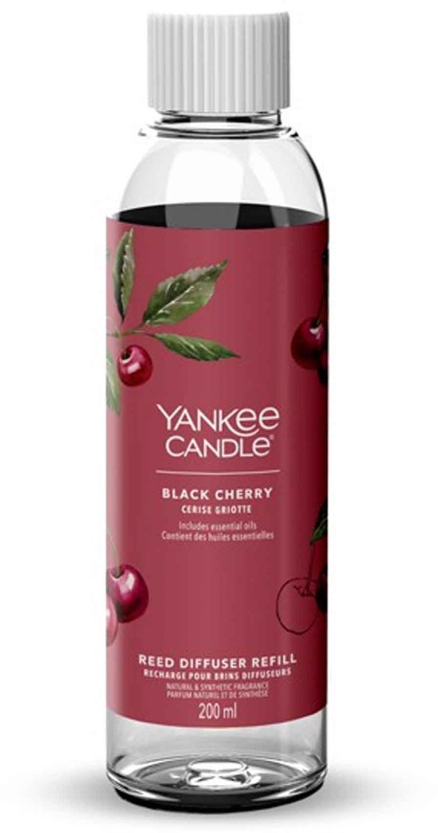 Yankee lys - refill til duftpinde 200 ml - sort kirsebær